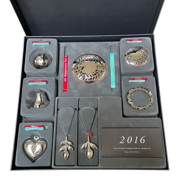 Georg Jensen Palladium Plated 8 Piece Ornament Set Complete New In Box *READ - Picture 2 of 7